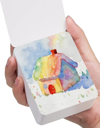 Miniatura 11 de Lightwish 60 hojas de mini cuaderno de bocetos de acuarela de 3.5 x 3.5 pulgadas, prensa caliente de 300 gsm/140 libras, cuaderno de pintura