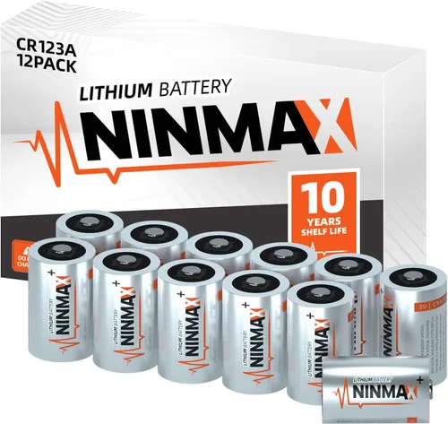 Miniatura 7 de NINMAX® Batería de litio CR123A de 3 V, paquete de 6 baterías de litio de alta potencia 123A de 1700 mAh de 3 voltios para linternas de alta