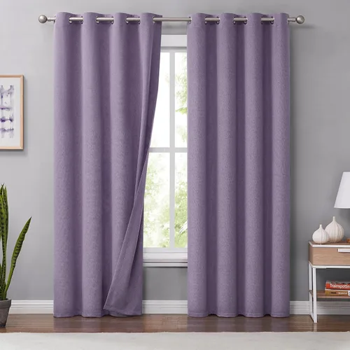 Miniatura 24 de Melodieux Cortinas 100% opacas para dormitorio, aislamiento térmico, reducción de ruido, cortinas de ventana de lino con ojales para sala de estar