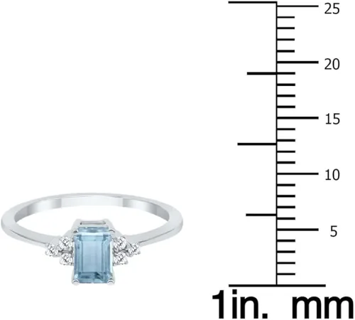 Miniatura 5 de Gemstone and Diamond Ring in 10K White Gold (Available in Emerald, Sapphire, Blue Topaz, Amethyst, and more)