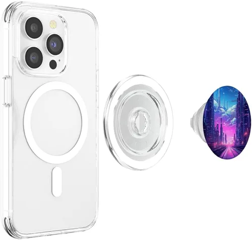 Miniatura 4 de Synthwave City At Night Vaporwave Retrowave PopSockets MagSafe PopGrip for iPhone