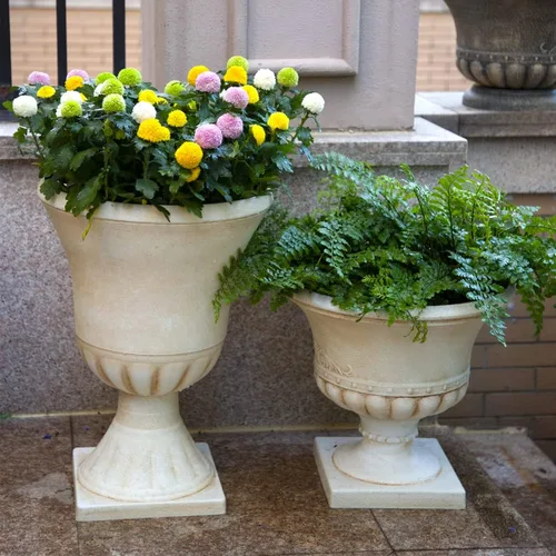 Miniatura 5 de Worth Macetas de plástico para jardín para plantas al aire libre, árbol de 22 pulgadas de alto, paquete de 2 macetas redondas clásicas de resina