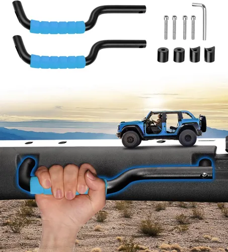 Miniatura 11 de Sunsdrew Asas de agarre para Ford Bronco 2021-2025 de 2 y 4 puertas, solo se ajustan a la barra antivuelco del asiento delantero, asas de agarre