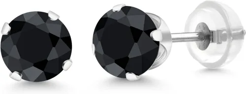 Miniatura 109 de Gem Stone King Aretes solitarios con piedra natal de oro de 14 quilates Redondos de 0.236 in Aretes de oro para mujeres y hombres