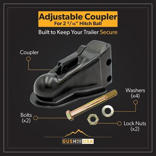 Miniatura 3 de GusHIll USA GH25330 Acoplador de remolque ajustable para montaje en canal, bola de enganche de 2-5/16 pulgadas, 14,000 libras, negro