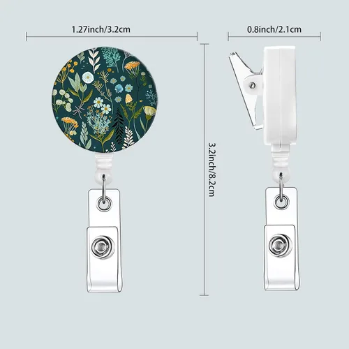 Miniatura 3 de Paquete de 3 carretes para insignias - Lindo portainsignias retráctil con clip de identificación para accesorios de enfermera para el trabajo, flor-4