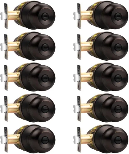 Miniatura 9 de Probrico Cerraduras de puerta de privacidad estilo bola redonda, pomos de puerta interiores negro mate para dormitorio y baño, pomos de puerta sin