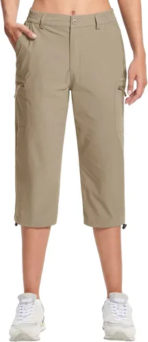 Miniatura 2 de TACVASEN Pantalones capri de senderismo para mujer, 5 bolsillos, ligeros, de secado rápido, debajo de la rodilla, pantalones cortos deportivos