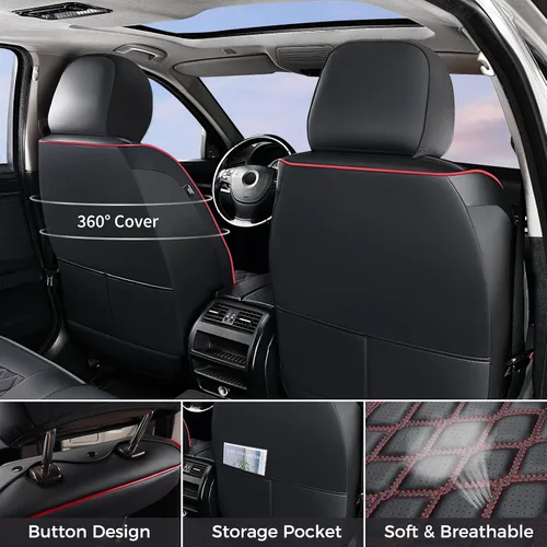Miniatura 2 de Huidasource - Funda para asientos de automóvil, personalizadas, de cuero, protectores de cojines de asiento delanteros y traseros