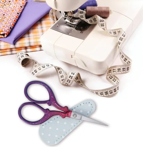 Miniatura 7 de Tijeras de 3.6 pulgadas para costura y manualidades, de acero inoxidable, con funda de cuero para punto de cruz, corte de papel, artesanía, trabajo