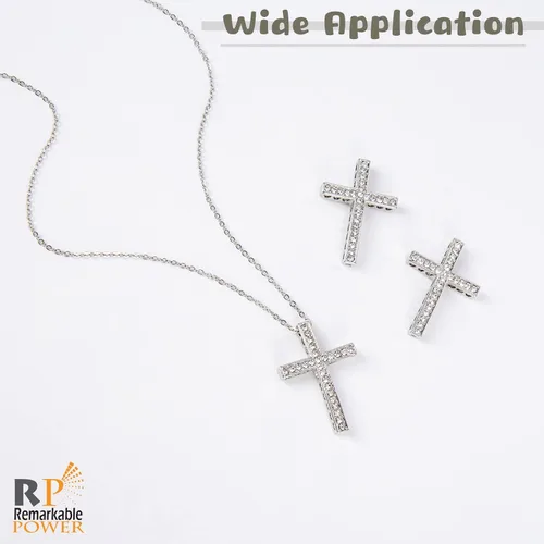 Miniatura 2 de Colgante de cuentas de plata con dije de cruz de diamantes de imitación para pulsera y joyería