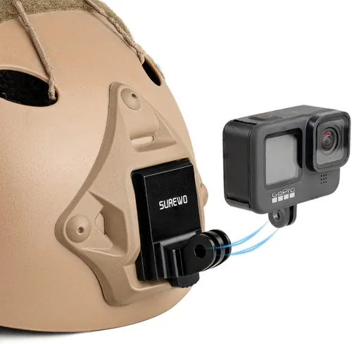 Montura de Aluminio NVG Compatible con GoPro Hero 13/12/11/10/9/8/7/6/5 Negra, Montura NVG de Casco Táctico Compatible con DJI Osmo Action 5