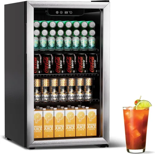 Miniatura 17 de DOGHLY Refrigerador de bebidas, mini refrigerador para 24 latas, puerta sólida para bebidas, refrescos, cerveza o vino, refrigerador pequeño