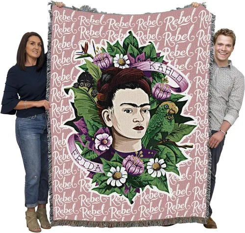 Miniatura 19 de Pure Country Weavers Frida Kahlo - Manta de mujer hermosa – Tapiz de regalo tejido de algodón – Fabricado en los Estados Unidos (72 x 54 pulgadas)