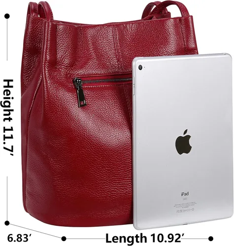 Miniatura 4 de Iswee - Bolsos de cuero genuino, diseño de hombro Hobo, bolsos para mujer