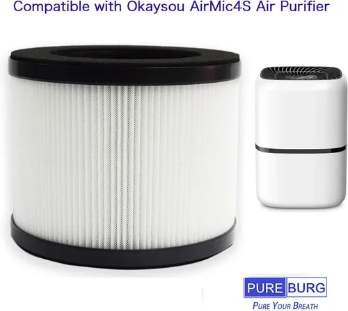 Miniatura 3 de PUREBURG Filtro de repuesto compatible con el purificador de aire Okaysou Airmic4S, paquete de 2 compuestos orgánicos volátiles H13 HEPA de 4 etapas