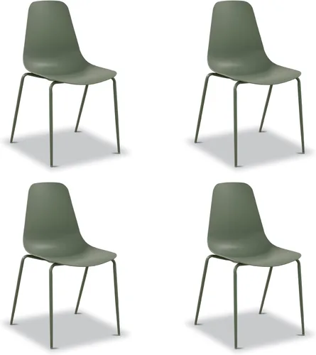 Miniatura 13 de Poly & BARK Isla - Juego de 4 sillas de cocina modernas, sillas de comedor de plástico con patas de metal, montaje rápido, sillas simples de café