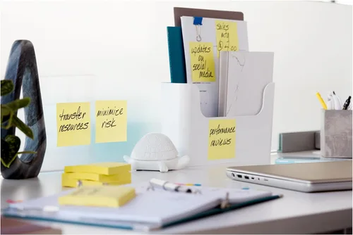 Miniatura 12 de Post-it Notas súper adhesivas de papel 100% reciclado, amarillo canario, 3 pulgadas x 3 pulgadas, 5 blocs de notas adhesivas, 70 hojas por bloc