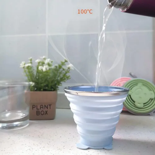 Miniatura 3 de Ochine Taza de viaje plegable de silicona plegable para camping, taza de café de 9.2 onzas, reutilizable, expandible, taza portátil para acampar
