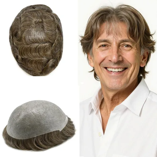 Miniatura 53 de Super Thin Skin Mens Toupee 0.001 in - Sistema de cabello de piel ultrafina para hombres, cabello humano negro, marrón, rubio, gris, peluca