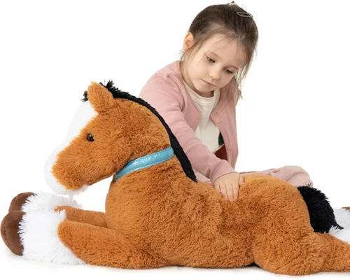 Miniatura 9 de MaoGoLan Peluche de caballo grande para niño, juguete de peluche de caballo grande para niña y niño, poni hinchable para niños, almohada de peluche