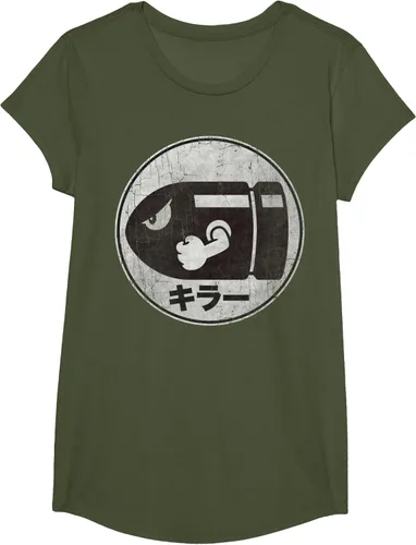 Miniatura 56 de Super Mario Camiseta con logotipo de Bullet Bill Distressed en Kanji