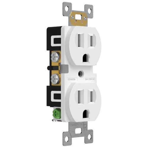 Miniatura 2 de ENERLITES Toma de corriente dúplex, tomacorrientes eléctricos de pared resistentes a manipulaciones, grado residencial, 3 cables, autoconexión a
