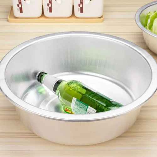 Miniatura 5 de BESTonZON Lavabo de aluminio olla de sopa frutas y verduras lavado espesar cocina olla multiusos lavabo mezclador bol versátil