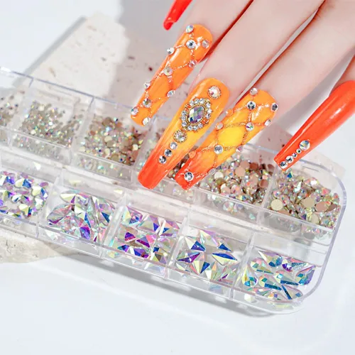 Miniatura 4 de 735 diamantes de imitación para uñas, cristales AB, piedras para uñas, cristales 3D, diamantes para uñas, decoración artística, manualidades Arco