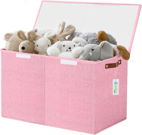 Miniatura 17 de Bagnizer Caja grande de almacenamiento de juguetes con tapas, organizador plegable y resistente de almacenamiento para bebés, para niños, niñas