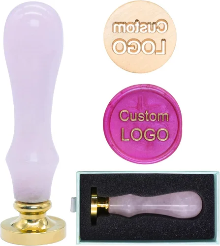 Miniatura 8 de SWANGSA Sello de cera personalizado, mango de ónix azul, sello de sellado personalizado, ideal para decorar invitaciones de boda, fiesta, embalaje