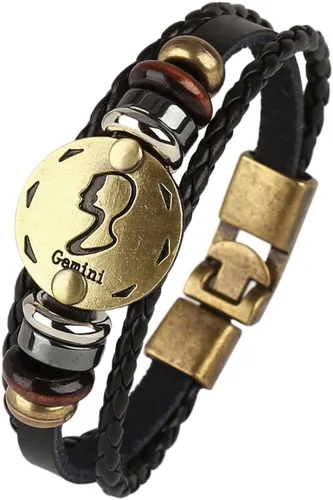 Miniatura 68 de Hamoery Pulsera de cuero de aleación punk para Constellation trenzada pulsera pulsera brazalete