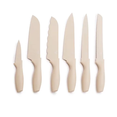 Miniatura 7 de GreenLife - Juego de 6 piezas de cuchillos de cocina, revestimiento antiadherente resistente al óxido, cuchillos de acero inoxidable de alto Azul