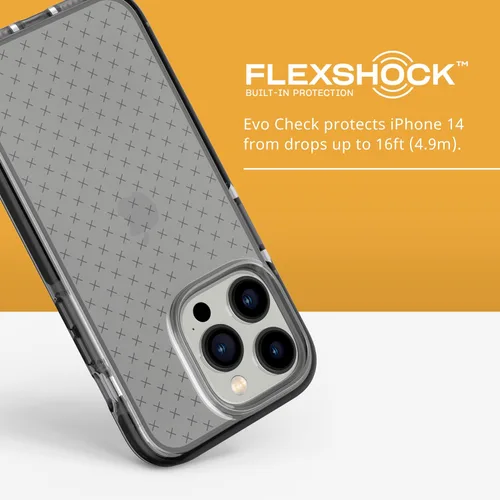 Miniatura 3 de Tech21 iPhone 14 Pro Evo Check – Funda protectora delgada y absorbente de golpes con protección FlexShock Multi-Drop de 16 pies y botones