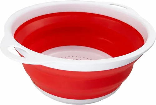 Miniatura 5 de SAMMART Colador plegable de 2.6 L (0.68 galones), colador de platos plegable, colador portátil y que ahorra espacio (gris/verde mar oscuro, 1)