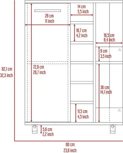 Miniatura 9 de TUHOME Carrito de barra de madera de ingeniería en blanco