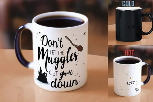 Miniatura 8 de Morphing Mugs Harry Potter - No Dejes Que Los Muggles Te Derroten - Frase - Taza de 11 oz Sensible al Calor – Taza de Café y Té de Cerámica que