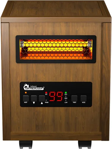 Miniatura 4 de DR. INFRARED HEATER DR-123 - Calentador de espacio portátil para interiores con control remoto, calefacción dual de 1500 W, 4 ruedas para movilidad