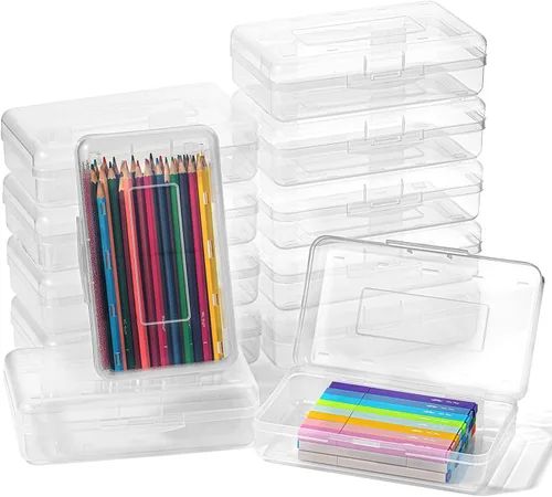 Miniatura 25 de Mr. Pen - Cajas de lápices transparentes, paquete de 6, 7.9 x 4.5 x 2.4 pulgadas, azul transparente, tapa hermética, organizador de cajas de lápices
