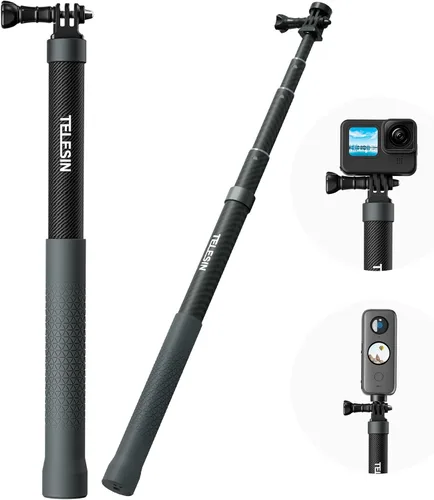 TELESIN Palo de selfie de poste largo invisible para GoPro (120cm/47.2in), monopié de extensión impermeable de fibra de carbono para GoPro 13 12 11