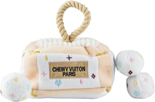 Miniatura 38 de Haute Diggity Dog Black Checker Chewy Vuiton Bone, Juguetes de Peluche de Diseñador para Perros con Chirriador Interactivo, Estimulante Hueso