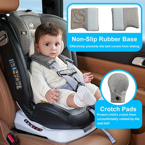 Miniatura 3 de Innokids Juego de fundas de correa de asiento de automóvil para bebés y niños, fundas para cinturón de seguridad con almohadilla