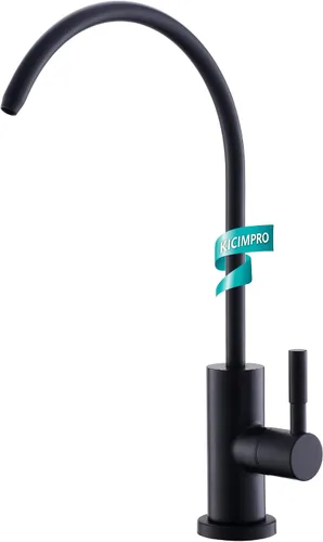 Grifo de cocina Kicimpro de acero inoxidable con acabado negro mate RO, grifo de filtro de agua para fregadero de 0.59-1.37 pulgadas, grifo de