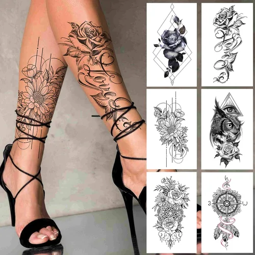 Miniatura 7 de FANRUI 24 hojas de manga de tatuaje temporal de brazo completo súper grande para hombres con 8 hojas de tatuajes temporales de manga completa