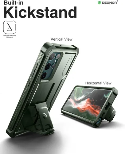 Miniatura 4 de Dexnor Funda para Samsung Galaxy S22 Ultra, [Protector de pantalla integrado y soporte] Protección de grado militar resistente de trabajo pesado a