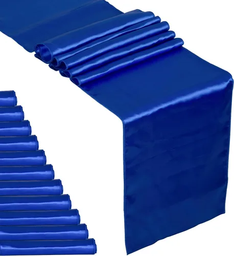 Miniatura 21 de Paquete de 5 caminos de mesa de satén azul bebé de 12 x 108 pulgadas de largo, satén brillante y sedoso para decoración de fiesta de cumpleaños