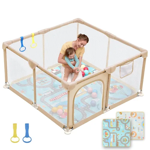 Miniatura 20 de Dripex Corralito para bebés, corralito pequeño de 47×47 pulgadas para bebés, corralito de juegos para bebés con mayor seguridad