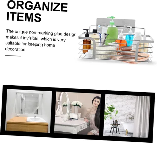 Miniatura 3 de ARTIBETTER Estante para secar platos, 2 unidades, estante de acero inoxidable, estantes de metal, organizador de alimentos, estante de baño