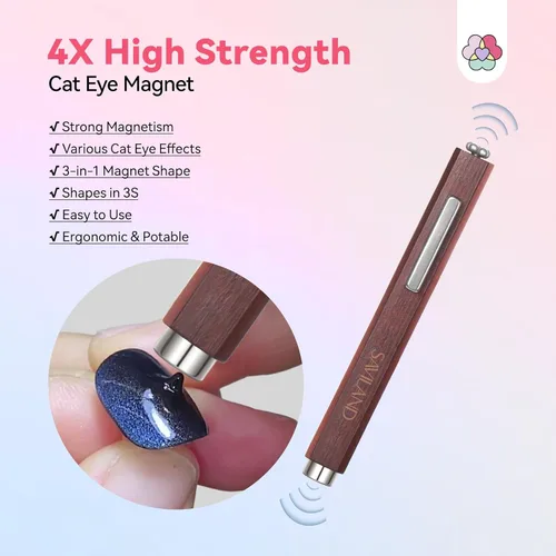 Miniatura 3 de SAVILAND Essentials Ojo de Gato Magnético para Uñas: Esmalte de Uñas Gel Ojo de Gato Marrón 3-en-1 N35 Neodimio Barra Magnética de Tira Larga