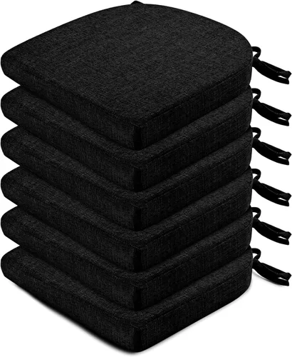 Miniatura 20 de Wellsin Cojines para sillas de comedor, 4 unidades, cojines para sillas de cocina con lazos y base antideslizante, almohadillas para sillas de Azul